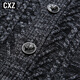 CXZ TENDY Brand Cardigan Chaqueta para hombres Cárdigan para hombres Autumn Style Coreano Slim Men's Green Fruit Cuella para hombres Negro 180/XL