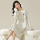 熊司令2024年新款睡裙女春秋纯棉感秋冬季睡衣可外穿条纹家居服 w9763长袖睡裙 M  70-90斤