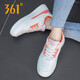 361 Chaussures pour femmes, chaussures décontractées, 2025 Chaussures pour la planche à roulettes pour femmes Summer, Face en cuir, petites chaussures blanches, chaussures de sport imperméables pour femmes, plume blanc / orange rose 6623 37