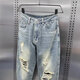 Trendy Männer zerrissene Jeans Herren Sommer dünner vielseitiger, schlanker gerade neun-Punkte-Casos-Hosen Trendige hübsche Marke Harem Pants Blue 36
