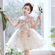 
Little Kayi thick flower girl princess skirt children's high-end evening dress fashionable little girl birthday puffy girl host performance costume 1591 champagne color sleeveless short 120cm