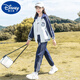 Disney (Disney) Girls Frühlings- und Herbstanzug Set 2024 Neue Big Children's Damen-Kleidung modische Sportarten zweiteiliger Kinder-Mädchen Herbst Kleidung BQ1396 Black [Coat + Hosen] 120 cm