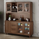 Aesfor New Chinese sideboard solid wood frame wine cabinet living room tea cabinet integrated wall height multi-function cabinet cabinet B844 [Length 140 width 40 height 200cm]