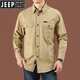 JEEP SPIRIT Jeep Men's Pure Cotton Long-Sleeved Shirt Spring and Autumn New Outdoor Workwear Casual Double Pocket Loose Large Size Shirt Military Green 1388 2XL