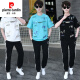 皮尔卡丹（pierre cardin）夏季青少年短袖t恤男孩13-15岁高中初中学生大童夏装帅气运动套装 XSKD-TZ9226白灰色(上衣+裤子) XL 115至130斤