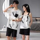 Daizixin 2 Sets von Paar-Pyjamas für Sommersaugen für Frauen, zweiteiliger Satz reines Baumwoll-Kurzärärmel-Weste dünner Männeranzug DD9904 Frauen M+ Männer l