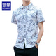 
ROMON summer printed shirt men's short-sleeved floral youth trendy slim Korean version green cotton casual floral shirt thin 9903 red L 110-125Jin [Jin equals 0.5 kg]