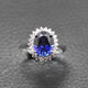 Xingtang Princess Diana Sapphire Ring Women's Silver Live Mouth Classic Dark Blue Colored Gemstone Jewelry Tanzanite Picture Color 14mm Main Stone (10X) 1