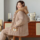 Modal pajamas for women in winter thickened and plush three-layer cotton coral velvet keep warm and hooded new home clothing set 6630 red 2XL 140-160Jin [Jin equals 0.5 kg]
