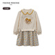 Teenie Weenie Kids Bear Children's Clothing Autumn Girls' Embroidered Lapel Floral Splicing Dress Mixed Color 150 cm