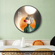 Villa round crystal porcelain painting bedroom decoration painting modern simple abstract cartoon characters children's room hanging painting room bedside painting 13886 Young girl [default black frame] High-transparent crystal porcelain surface diameter 50