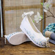 Zhenxi Hanfu -Schuhe für Frauen im Frühling und Herbst Alte Style Sticked Schuhe Stoff Schuhe Quasten Quasten HAISE ZAS UND ERHERGTE BUGSHOUS HAN -Element Performance Schuhe Welle weiß - erhöht ca. 4 cm 36 36