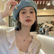 圣喜安牛仔贝雷帽女夏季韩版百搭显脸小蓓蕾画家帽网红大头围帽子ins潮 浅蓝;  尺码:M(56-58cm)