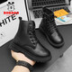 Babudou (Bobdog) Botas Martin de vellón para niños 2024 Otoño e invierno Niños y niñas grandes botas amarillas grandes Anti-Slip Medium y grandes zapatos de algodón de algodón de algodón cálido para niños C023-Black (FLEE) Tamaño 34 (longitud interna 21.5cm/pie de longitud 21.0 cm)