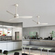 Weather Vane Moderner Industriestil Leichtes 56-Zoll-Deckenlüfter Restaurant Decke Einfacher elektrischer Lüfter Wohnzimmer Kommerzielle Lüfter Frequenzumwandlung 42-681A Schwarze 3 Blätter-Tiefe Holzkornblätter ohne Lampe Fernbedienung
