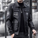 Xia Bingni Bomber Jacket Men's Trendy Brand Jacket New Autumn and Winter Men's Cycling Motorcycle Suit Leather Embroidered Men's Leather Jacket Black (Not Thickened) 2XL