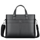Gerbison business briefcase men's shoulder bag soft leather crossbody bag large capacity handbag can hold 14-inch computer bag black classic