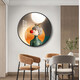 Villa round crystal porcelain painting bedroom decoration painting modern simple abstract cartoon characters children's room hanging painting room bedside painting 13886 Young girl [default black frame] High-transparent crystal porcelain surface diameter 50