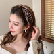Idel Korean French high-end hairband for girls going out, fairy forest style super fairy versatile going out headband, sweet headdress, simple hairband with wide edge hairpin F coffee color hairband F1165