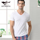 Septwolves classic v-neck short-sleeved men's pure cotton T-shirt men's running base sweat-absorbent and breathable cotton white t-shirt for home