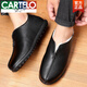 CARTELO old Beijing cloth shoes men cotton shoes for the elderly in winter plus velvet leather warm middle-aged and elderly old man dad leather shoes men's shoes M9765 [Black] thickened wool 43