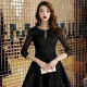 Langfu small evening dress short girls can wear women's 2023 new black dinner party cocktail party birthday party black 2XL