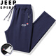 JEEP SPIRIT Jeep sweatpants men's spring and autumn casual pants solid color loose trousers for young and middle-aged people black straight XL