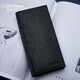 Coilenklaon genuine leather men's wallet personalized vertical youth wallet business casual long ticket clip card bag wallet long elegant/black [high-end solid wood gift box]