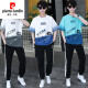 皮尔卡丹（pierre cardin）夏季青少年短袖t恤男孩13-15岁高中初中学生大童夏装帅气运动套装 XSKD-TZ9226白灰色(上衣+裤子) XL 115至130斤