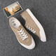 Sakura Make-up Canvas Schuhe Herren Schnüre Frühling und Herbst Low Top Atmungsfreie, vielseitige, koreanische Boardschuhe Flat Heel Fahren Sie lässig einfache weiße Schuhe Männer Weiß (9272) Größe 38
