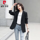Pierre Cardin Small Blazer Women's 2025 Spring and Autumn New Style Small Korean Style Versatile Professional Casual Internet Celebrity Street Suit Black M Size Recommended 92-104 Jin Jin is equal to 0.5 kg