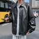 Foss Phil皮夹克男士春秋季潮牌机车服韩版宽松休闲皮衣外套6266黑色2XL