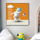 
Whale school children's room decoration painting astronaut space cartoon boy room bedside drawing square astronaut bedroom painting 689-7 50*50 black frame/crystal porcelain painting