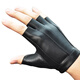 Zhongyan leather half-finger gloves, men and women cycling and driving, non-slip, warm, fitness fingerless half-finger gloves, thin students, black half-finger three-line