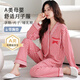 莫代尔孕妇睡衣女春上新条纹带胸垫月子服a类纯棉薄产后产妇哺乳家居服 MDE724 XL [115-140斤]
