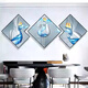 Aohan Modern Restaurant Decoration Painting Creative Wine Glass Multi-sided Rhombus Painting Hall Dining Table Background Wall Hanging Painting Dining Room Wall Mural JD15832 40*40/40*40/40*40 Textured Oil Canvas PVC Black Border