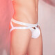 Die Versuchung des Verlangens, ultradünne Perspektive, seidige und sexy Männer-T-förmige Eier, spiegelloses und interessantes Tanga-Muschi, niedrige Taille, kostenlose Slips, schwule sexy Dessous, Weiß