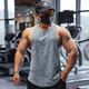 Lutielang professional fitness clothes loose quick-drying sleeveless blouse muscle training racer vest running sports men cement gray M