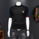 Mr. Guan short-sleeved sweater for men with half-high neck embroidered short-sleeved sweater for autumn and winter thickened half-sleeved sweater for men with middle-neck base shirt 9195 black L/175/50