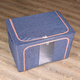 Chenzhi Shangpin fabric storage box cotton and linen foldable storage box thickened steel frame 100% laundry box miscellaneous clothing storage box for home use Navy blue 66L (50*40*33CM)