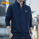 Jeep (JEEP) sweatshirt men's autumn and winter loose stand-up collar long-sleeved T-shirt men's heavy trend clothing men's navy blue XL