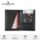 Sac de carte en cuir authentique de Sharkborough Sac en cuir multiples à cartes à cartes Anti-démagnétisation de grande capacité Carte de permis de conduire du conducteur mince portefeuille noir