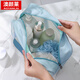 Pu transparent cosmetic bag ins style pvc portable frosted bath waterproof portable toiletry bag cosmetics blue small size
