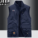 Jeep Spirit Stand-up-Kragenweste für Männer, die Fleece Slim Fit tragen, große Arbeitskleidung Multi-Pocket-Weste mittleren Alters dunkelblau 677A Kurzer Samt plus 2xl