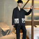 
Lanmiao LAMIU men's pajamas ice silk long sleeves 2024 new spring and autumn high-end imitation silk youth home clothing set high-quality ice silk 844 XL size height about 175 weight 130-150 Jin [Jin equals 0.5 kg]