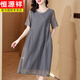 Hengyuanxiang silk dress summer 2024 new style women's summer mulberry silk dress temperament women's clothing gray 2XL 110-125Jin[Jin equals 0.5 kg]