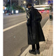 Shelley Jonespu leather windbreaker men's coat mid-length spring and autumn new ins double-breasted design top coat handsome coat black 2XL recommended 145-160Jin Jin equals 0.5 kg