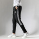 Adidas Herrenhosen, Frühlings- und Herbst -Fitnesstraining -Hosen, atmungsaktive Casualhosen, Hosen, schlanke Hosen, DT9901/Schwarz/Seite, die drei Streifen kontrastieren
