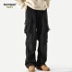 Homlean American funktionaler Fallschirmjäger Arbeitshose Frühling und Sommer Lose Nische Weitbein Casual Wanderhose S6603 Schwarz 2xl