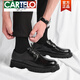 卡帝乐鳄鱼（CARTELO）皮鞋男款德比男士休闲商务工装时尚潮流布洛克厚底低帮大头马丁靴 黑色6625 四季款 41 标准皮鞋码